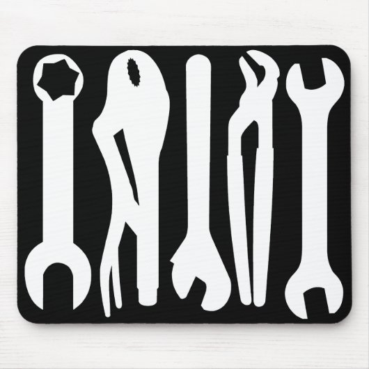 Tapis De Souris Outils - Blanc sur noir (Devant)