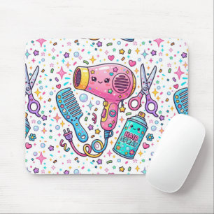 Tapis De Souris Outils de coiffeur dans le style d'art Kawaii