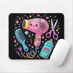 Tapis De Souris Outils de coiffeur dans le style d'art Kawaii