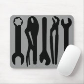 Tapis De Souris Outils - Noir sur gris (Avec souris)