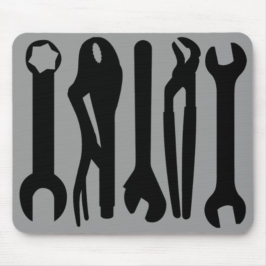 Tapis De Souris Outils - Noir sur gris (Devant)