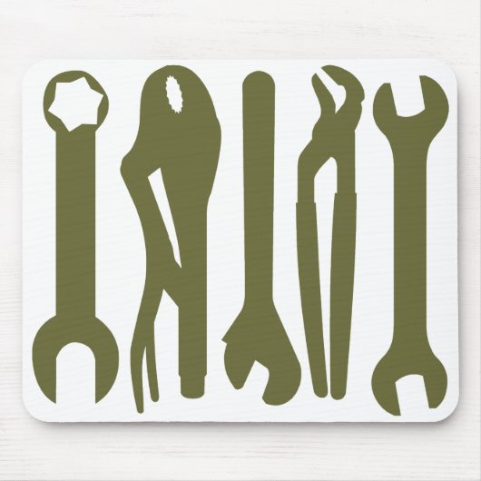 Tapis De Souris Outils - Olive foncé sur blanc (Devant)