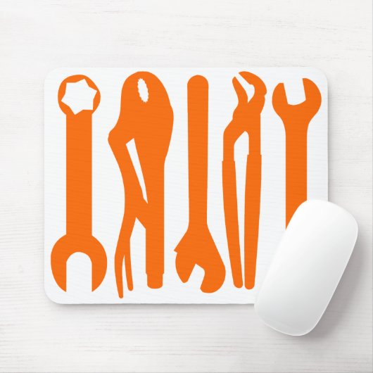 Tapis De Souris Outils - Orange en blanc (Avec souris)