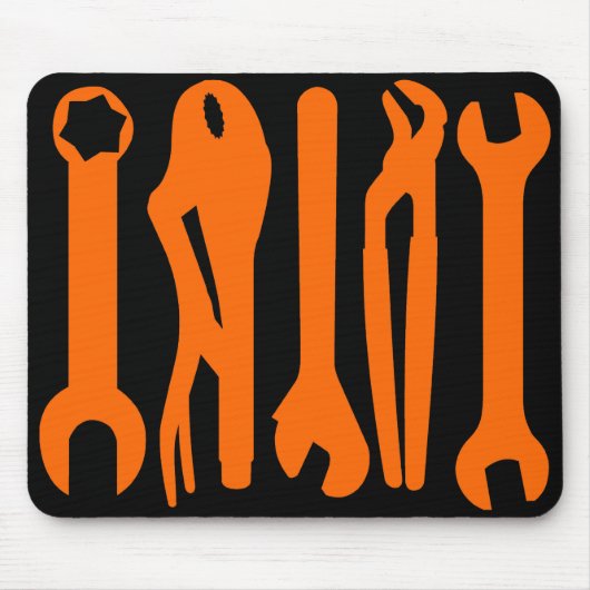 Tapis De Souris Outils - Orange sur noir (Devant)