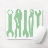 Tapis De Souris Outils - Vert clair sur blanc (Avec souris)