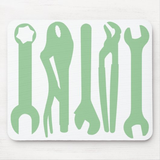 Tapis De Souris Outils - Vert clair sur blanc (Devant)