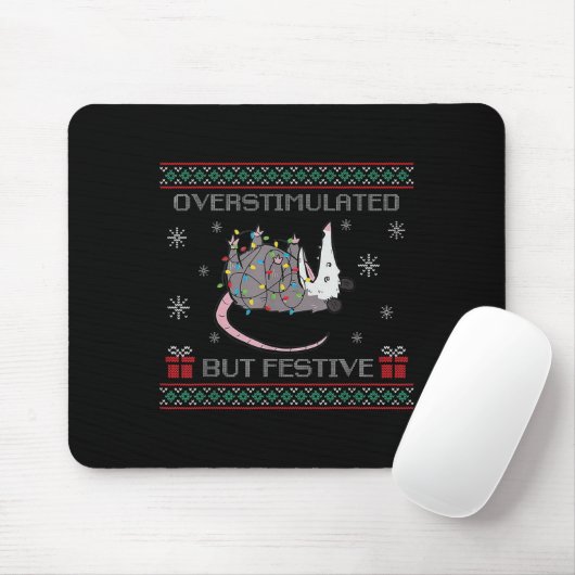 Tapis De Souris Overstimulated But Festive Ossum Ugly Sweater Chri (Avec souris)