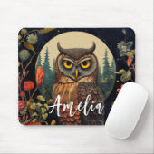 Tapis De Souris Owl at Night with a Full Moon (Avec souris)