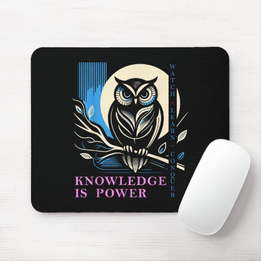 Tapis De Souris Owl - Knowledge Is Wer - Wisdom Owl Design (Avec souris)