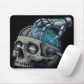 Tapis De Souris Own Your Mind – Cyberpunk Skull Brain Upload (Avec souris)