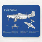 Tapis De Souris P-51D Mustang - Plan d'avion ABD (Devant)