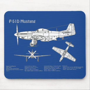 Tapis De Souris P-51D Mustang - Plan d'avion ABD