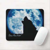 Tapis De Souris Pad de loup de lune bleue (Avec souris)
