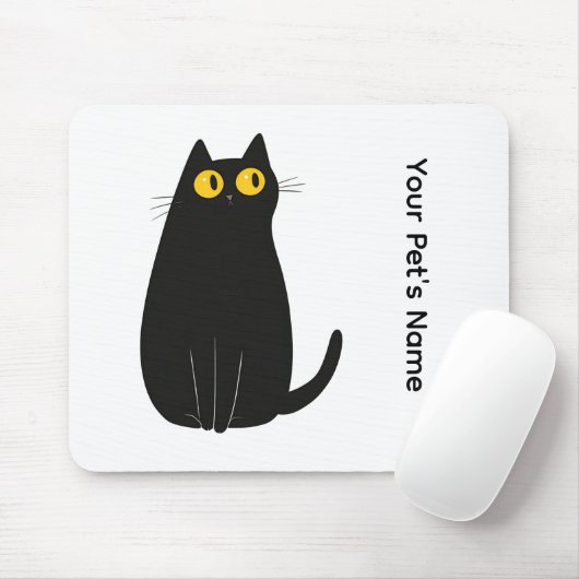 Tapis De Souris Pad de souris de chat noir personnalisé avec votre (Avec souris)