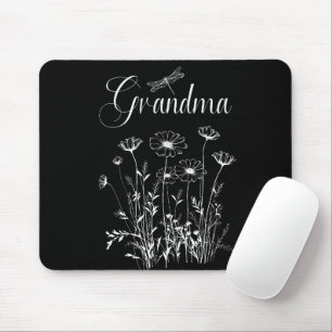 Tapis De Souris Pad de souris - Grand-mère de libellule Fleur sauv