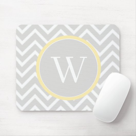 Tapis De Souris Pad de souris monogramme jaune Chevron (Avec souris)