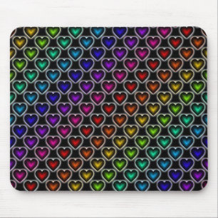 Tapis De Souris Pad de souris Motif Rainbow Hearts