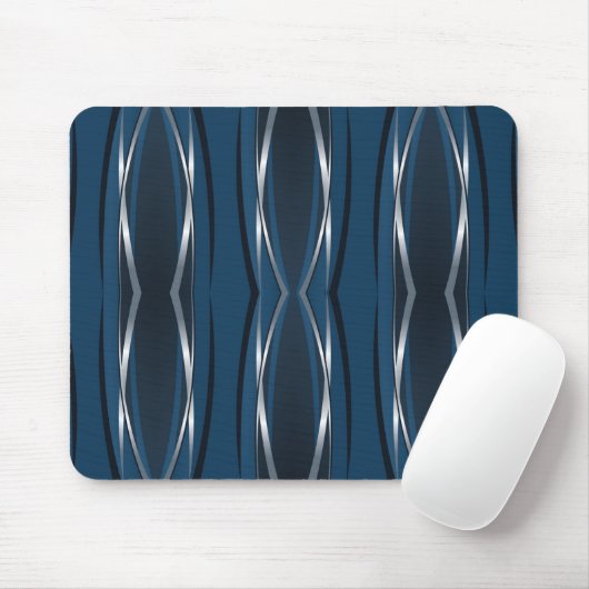 Tapis De Souris Pad souris - Marine Blue Silver Retro (Avec souris)