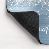 Tapis De Souris Pailleté Argenté Lumière Bleue Nom Glam (Coin)