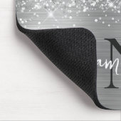 Tapis De Souris Pailleté Gris Argenté Glam Monogrammé (Coin)