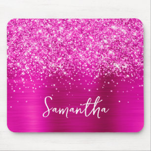 Tapis De Souris Pailleté Rose Chaud Glam Nom