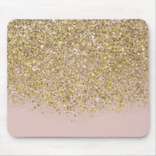 Tapis De Souris Pailleté Rose Et Or Moderne Branché Chic Tendance