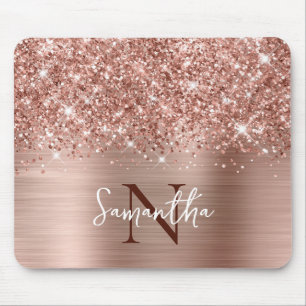 Tapis De Souris Pailleté Rose Gold Glam Monogrammé