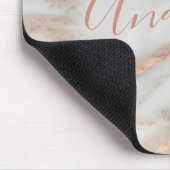 Tapis De Souris Pailleté rose gold marble élégant nom script (Coin)