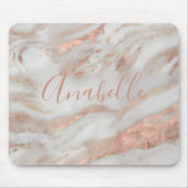 Tapis De Souris Pailleté rose gold marble élégant nom script (Devant)