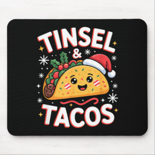 Tapis De Souris Pailletines Et Tacos Mignon Noël Nourriture Mexica