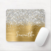 Tapis De Souris Paillettes Argentées Nom Glam Or (Avec souris)