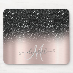 Tapis De Souris Paillettes Cool Ombre Noir Monogramme Or Rose
