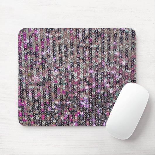 Tapis De Souris Paillettes en argent rose | motif étincelant (Avec souris)