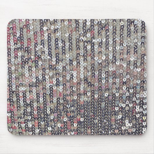 Tapis De Souris Paillettes en cristal blanc gris argenté (Devant)