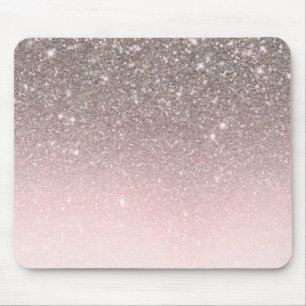 Tapis De Souris Paillettes Rose Blush & Argent Pailleté Glam Fémin