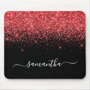 Tapis De Souris Paillettes Rouges Brillantes Élégantes Nom