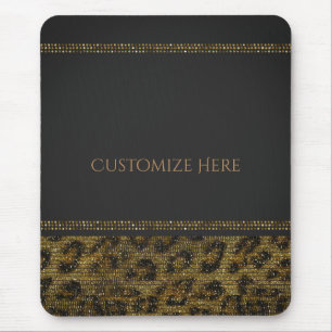 Tapis De Souris Paillettes scintillantes de léopard Glam Chic Mode