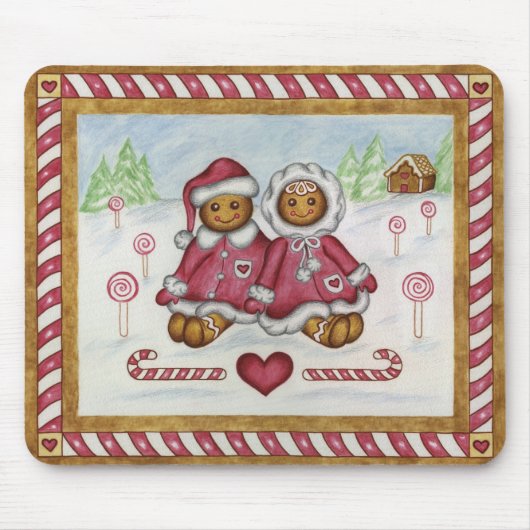 Tapis De Souris Pain d'épices Garçon Fille Noël Mousepad (Devant)
