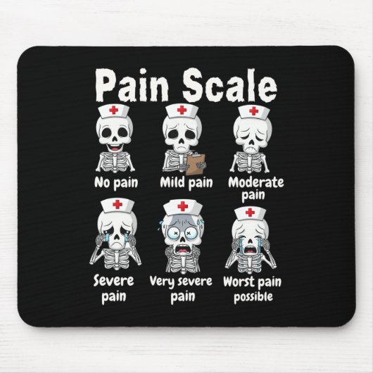 Tapis De Souris Pain Scale Cute Nurse Skeleton Halloween Trauma Fu (Devant)