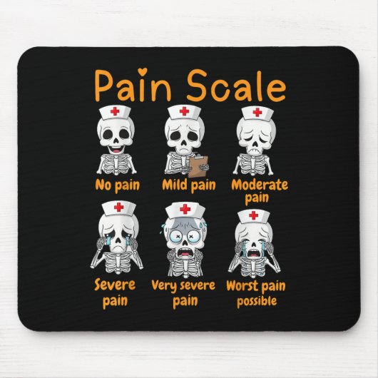 Tapis De Souris Pain Scale Cute Nurse Skeleton Halloween Trauma Fu (Devant)