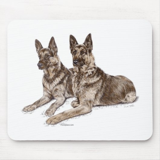 Tapis De Souris Paire de chiens bergers allemands (Devant)