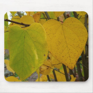 Tapis De Souris Paire de Feuille Redbud Automne  photo d'automne