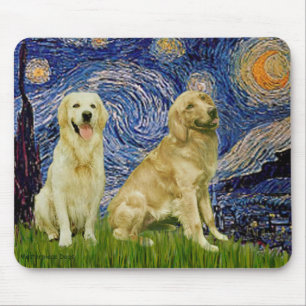 Tapis De Souris Paire de Golden Retriever 3 - Nuit étoilée