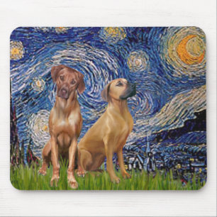 Tapis De Souris Paire de Ridgeback Rhodésien - Nuit Étoilée