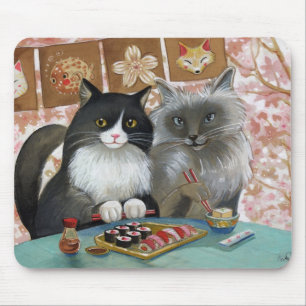 Tapis De Souris Paires de chat de sushi belles