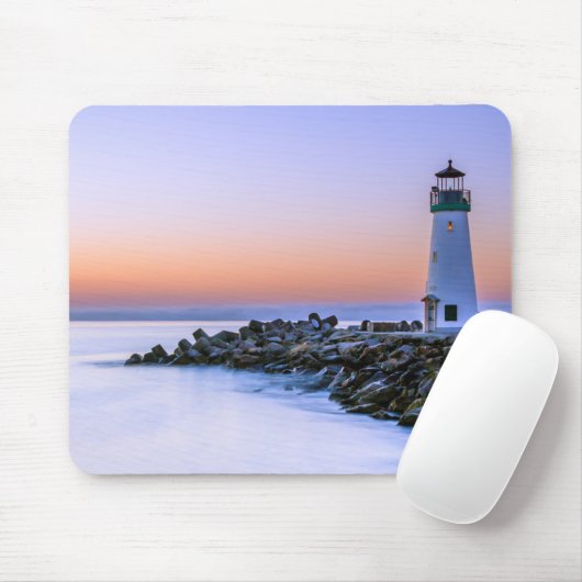 Tapis De Souris Paisible Calme Côtier Simplistic Lighthouse Art (Avec souris)