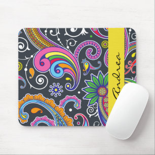 Tapis De Souris Paisley colorée, Motif Paisley, Votre Nom