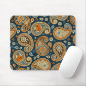Tapis De Souris Paisley motif bleu turquoise orange élégant (Avec souris)