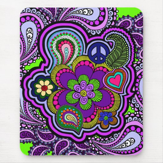 Tapis De Souris Paisley pourpre psychédélique Mousepad (Devant)