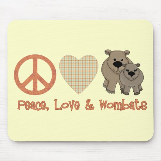 Tapis De Souris Paix, Amour & amp ; Wombats (Devant)